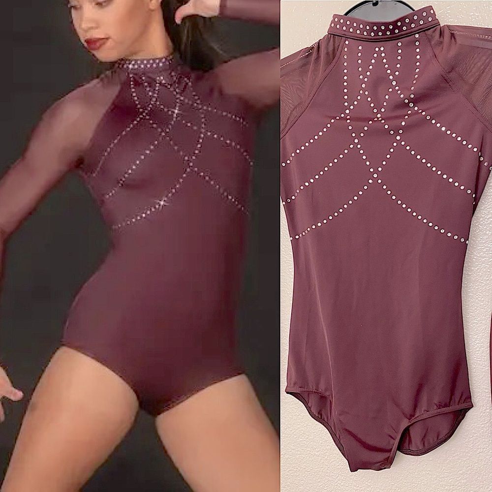 WEISSMAN Ivy Sky Dance Costume burgundy red Swarovski crystal MT12007 IC 7/8